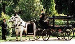 Traditional horse drawn hearse used for funerals in Leicester
